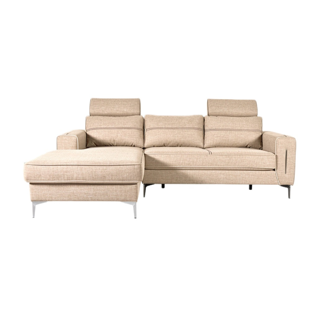 Moderne beige hoekbank met verstelbare rugleuningen
