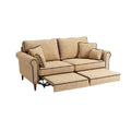 Luxe beige bank met verstelbare voetensteunen en kussens