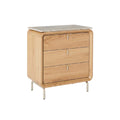 Moderne houten nachtkast met drie lades en stenen top